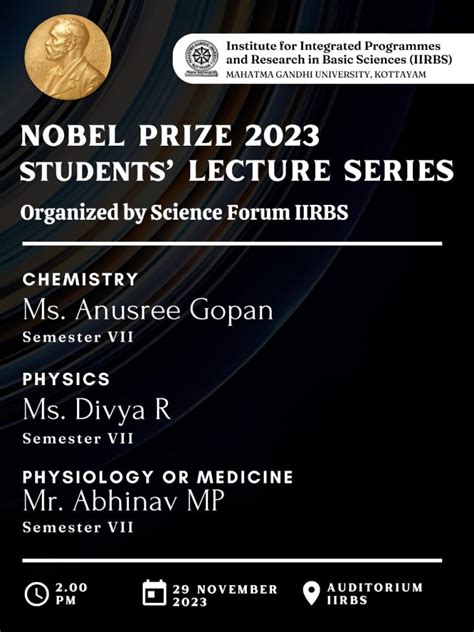 Nobel Prize 2023 Students` Lecture Series - Institute for Integrated ...