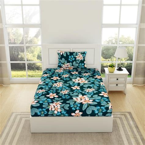 Buy WELSPUN Shimmer Cotton Floral Printed 2Pcs Single Bedsheet Set from ...