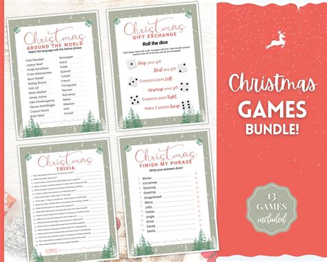 Holiday Party Games BUNDLE | 13 Christmas Game Family Fun Printables