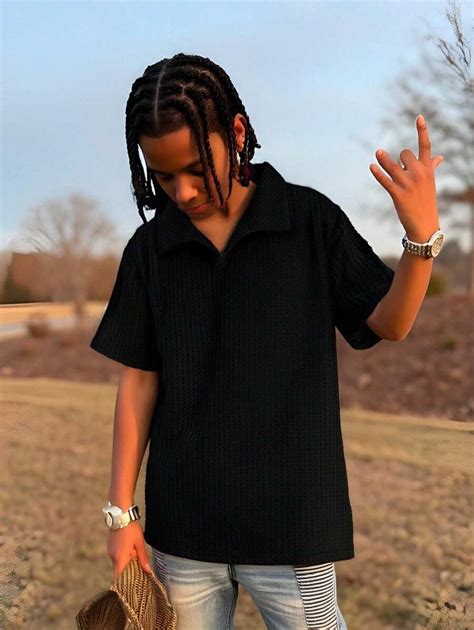 Teen Boys' Short Sleeve V-Neck Polo Shirt, Casual Sports Style, Classic ...