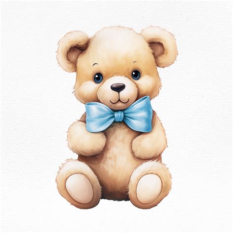 Teddy Bear Blue Bow Clipart-baby Shower Clipart Png-clipart for ...