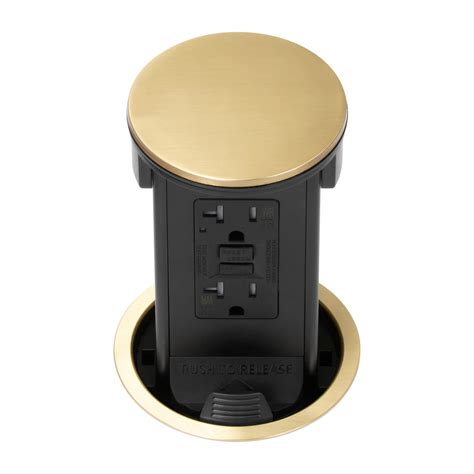 Lew PUR20GD-B Round Kitchen Countertop Pop Up Outlet, GFCI, Brass ...
