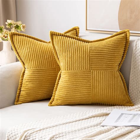 Amazon.com: MIULEE Mustard Yellow Pillow Covers 24x24 Inch with ...