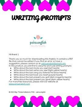 Super Cute Writing Prompts by peiraenglish | TPT