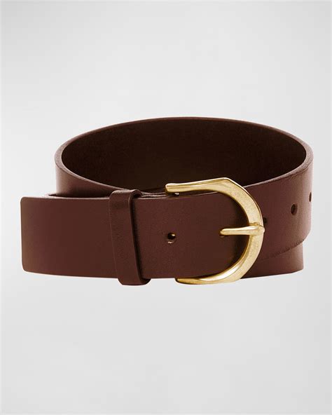 Janessa Leone Golden Buckle Skinny Leather Belt | Neiman Marcus