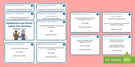Year 1 Multiplication and Division Explain Your Reasoning Challenge Cards