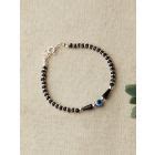 Red Black Handcrafted Silver Bracelet