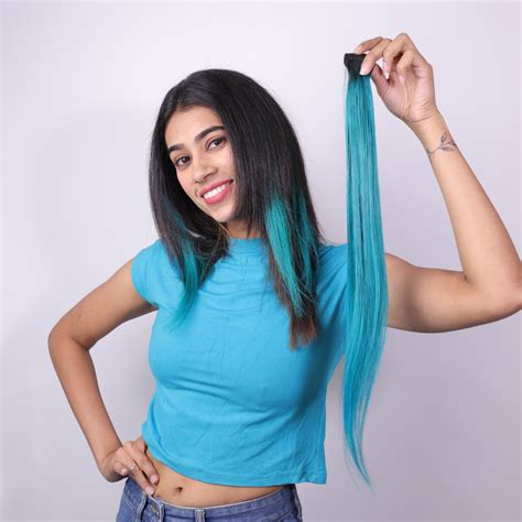 Teal Color Streaks | Natural Human Hair | Hairarchy Hair – Hairarchy Hair
