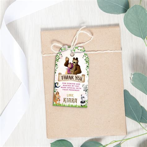 Thank you tags / Labels | Masha and the Bear Theme – Ezyprints Studio