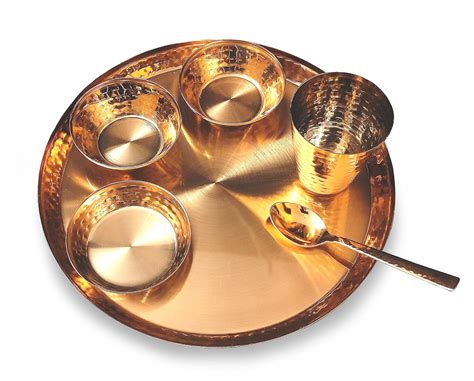 BENGALEN Rose Gold Plated Dinner Set 12 Inch for Gift Baby Rice ...