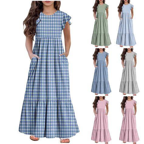 Pounoo New Dresses For Kids Leisure Plaid Sleeveless Casual Dresses ...
