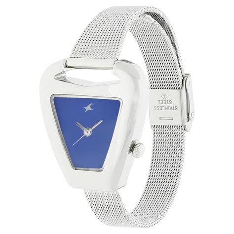 Fastrack Quartz Analog Blue Dial Stainless Steel Strap Watch for Girls