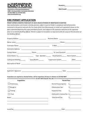 Fillable Online FIRE PERMIT APPLICATION - Brentwood MO Fax Email Print ...