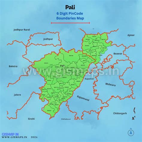 Pali PincodeBoundaries Map (Rajasthan)