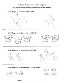 Comparative Language: More and Fewer by Debbie's EduDoodles | TPT
