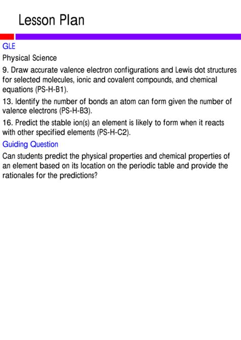 Chemistry Lesson Plan 的图像结果