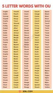 250+ Useful 5 Letter Words with OU in English • 7ESL