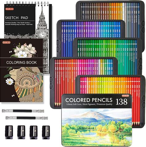 Buy 138 Colors Professional Colored Pencils, Shuttle Art Soft Core ...