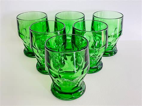 1960s Green Glass Tumblers, Set of 6 For Sale at 1stDibs