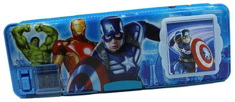 a.v.kids Avenger Characters Printed Magnetic Dual Side Pencil Box with ...