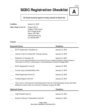 Fillable Online oregondeca SCDC Registration Checklist - Oregon DECA ...