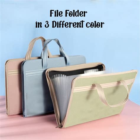 Portfolio File Folder A3 Size with Zip Lock – 12 Pockets File Folder ...