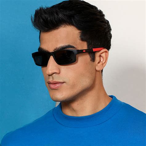 Buy Matte Black Red Grey Solid Full Rim Rectangle/ Square Vincent Chase ...