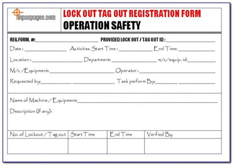 Lockout Tagout Form Template Excel