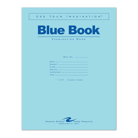 Blue Exam Book, Wide Ruled with Margin, 11" x 8.5", 8 Sheets/16 Pages ...