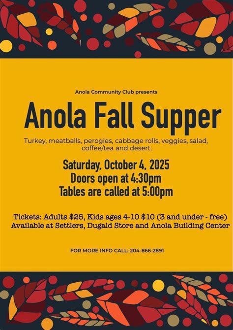 Anola Fall Supper , 35085 Pth 15, Anola, MB, Canada, Manitoba R0E 0K0 ...