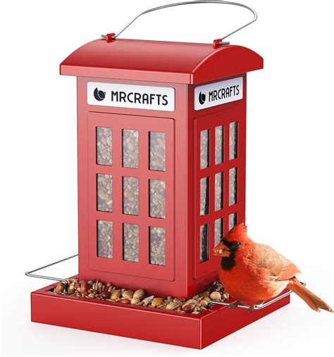 Amazon.com : MrCrafts Metal Phone Booth Bird Feeder for Outside Hanging ...