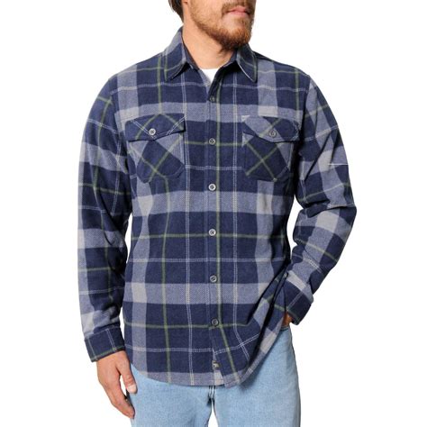Freedom Foundry Men's Lightweight Plaid Fleece Shirt (Navy, Medium ...