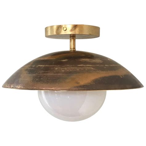 Sasco Semi-Flush Mount Brass Light Fixture, Custom Finishes For Sale at ...