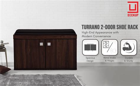 DeckUp Turrano 2 Door Engineered Wood Shoe Rack (Walnut, Matte Finish ...