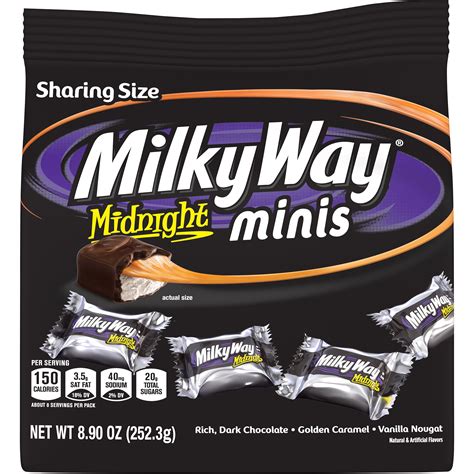 Milky Way Midnight Dark Chocolate Minis Size Candy Bars Bag