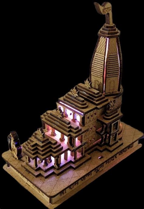 Ram Mandir Ayodhya Model with LED 3D Replica Wooden Decorative ...