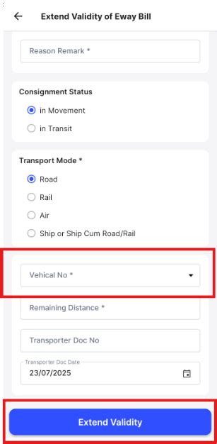 How to update vehicle number in Eway bill mobile - General - Swipe