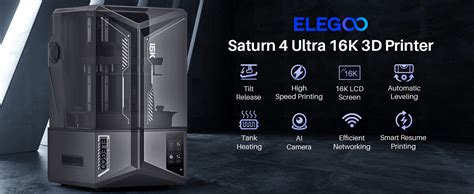 ELEGOO Saturn 4 Ultra 16K Resin 3D Printer with Smart Auto Leveling, Wi ...