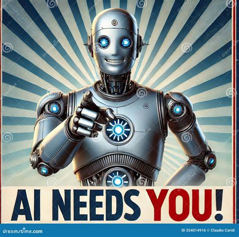 AI Recruitment Propaganda Poster. Robot Calls for Human Help. AI Needs ...