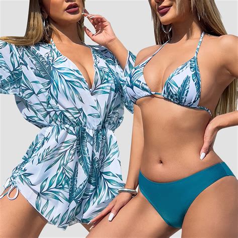 High Waist Bikinis 2024 Sexy 3 Piece Bikini Set Cover Up Swimsuit For ...