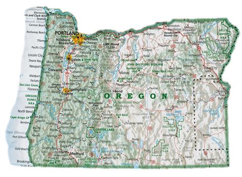 Oregon Map with Cities
