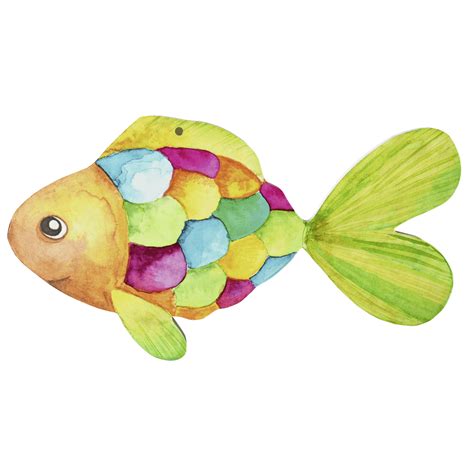 Fish display, yellow, colourful scales, 30 x 14 cm | DecoWoerner