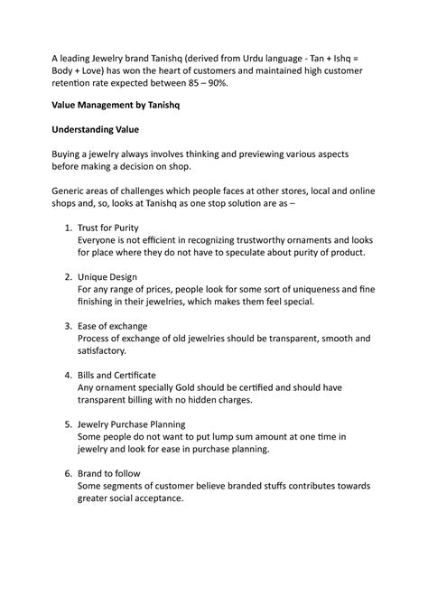 A leading Jewelry brand Tanishq - Value Management by Tanishq ...