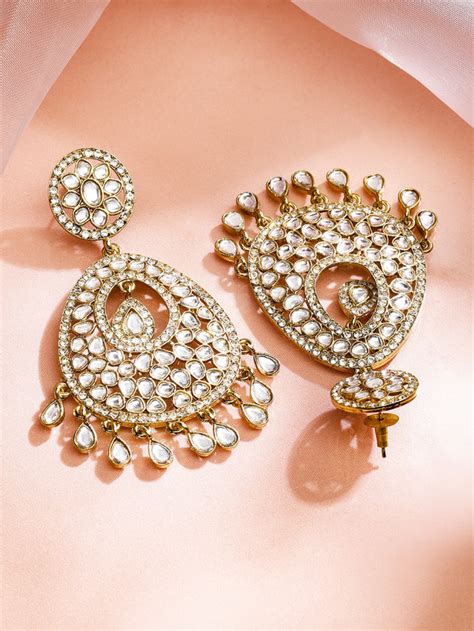 Shop Rubans Gold Plated Elegant Chandbali Earrings Online at Rubans