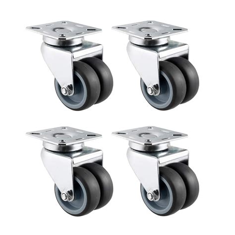 YeMI 2'' Furniture Caster Wheel Low Profile Casters with Brake, Heavy ...