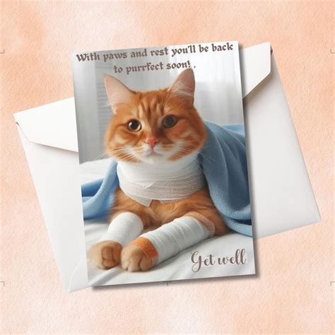 Cute Kitty Cat Get Well Soon Card (printable PDF) - Etsy