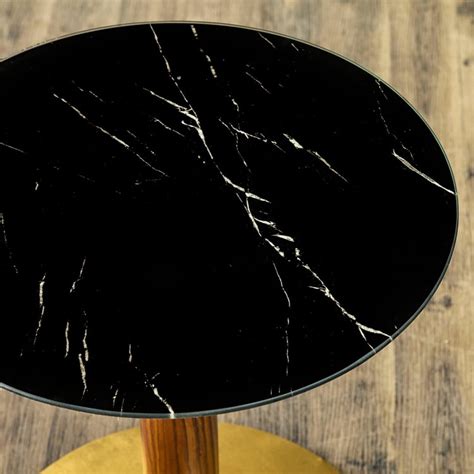 Buy Noir Novelty Tempered Glass Top End Table - Black and Gold from ...