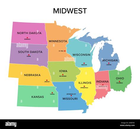 United States Midwest Region Map Regions Of The United States