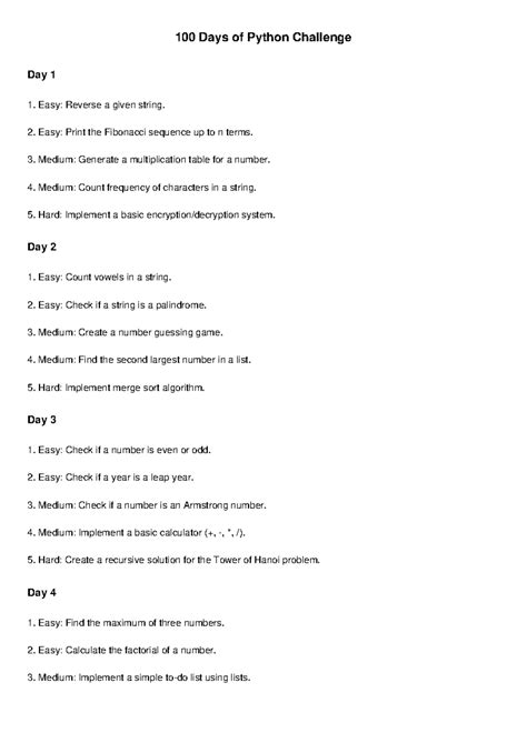 30 Days of Unique Python Challenge: Daily Tasks & Solutions - Studocu