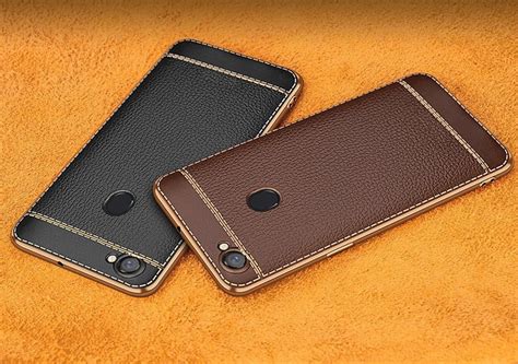 Vaku ® Oppo F5 Leather Stitched Gold Electroplated Soft TPU Back Cover ...